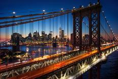 New York City - Beautiful Sunset over Manhattan with Manhattan and Brooklyn Bridge-IM_photo-Photographic Print