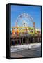 Image of a Popular Destination; the Pier at Santa Monica, Ca. with a View of the Ferris Wheel-Littleny-Framed Stretched Canvas