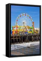 Image of a Popular Destination; the Pier at Santa Monica, Ca. with a View of the Ferris Wheel-Littleny-Framed Stretched Canvas