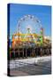 Image of a Popular Destination; the Pier at Santa Monica, Ca. with a View of the Ferris Wheel-Littleny-Stretched Canvas