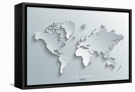 Image of a Vector World Map-Juliann-Framed Stretched Canvas