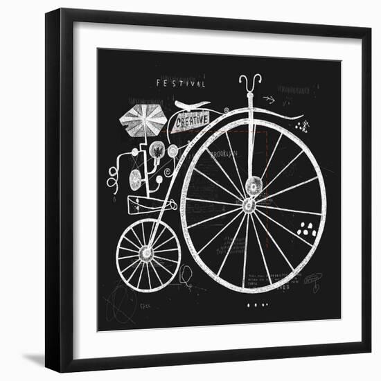 Image of an Old Bicycle with a Large Wheel-Dmitriip-Framed Art Print