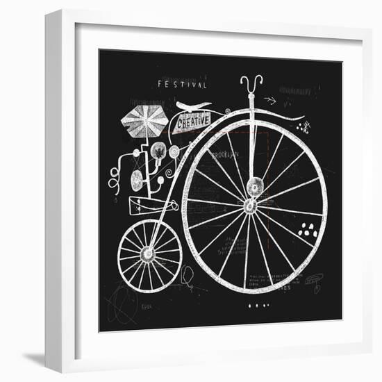 Image of an Old Bicycle with a Large Wheel-Dmitriip-Framed Art Print