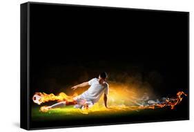 Image of Football Player in White Shirt-Sergey Nivens-Framed Stretched Canvas