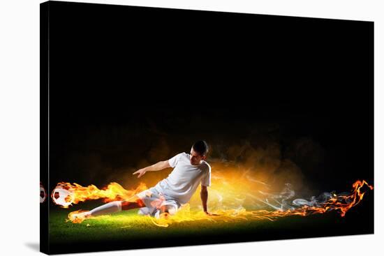 Image of Football Player in White Shirt-Sergey Nivens-Stretched Canvas