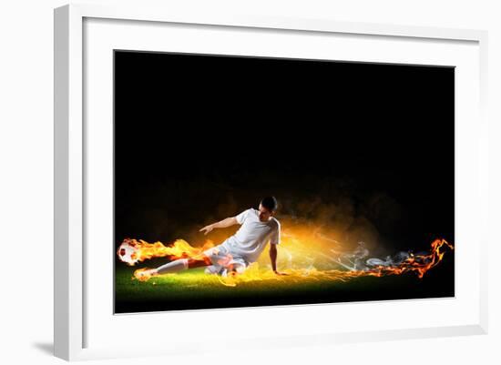 Image of Football Player in White Shirt-Sergey Nivens-Framed Photographic Print