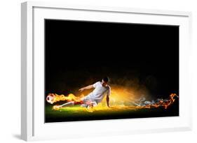 Image of Football Player in White Shirt-Sergey Nivens-Framed Photographic Print