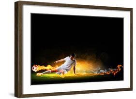 Image of Football Player in White Shirt-Sergey Nivens-Framed Photographic Print