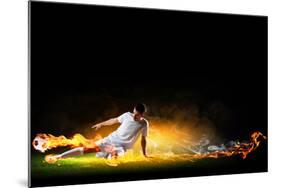 Image of Football Player in White Shirt-Sergey Nivens-Mounted Photographic Print