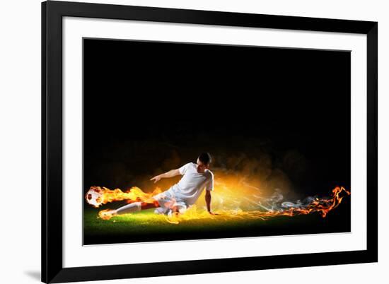 Image of Football Player in White Shirt-Sergey Nivens-Framed Photographic Print