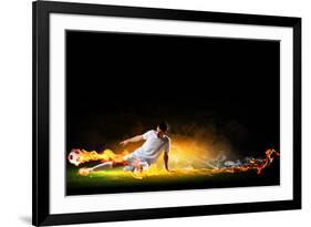 Image of Football Player in White Shirt-Sergey Nivens-Framed Photographic Print