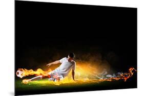 Image of Football Player in White Shirt-Sergey Nivens-Mounted Photographic Print