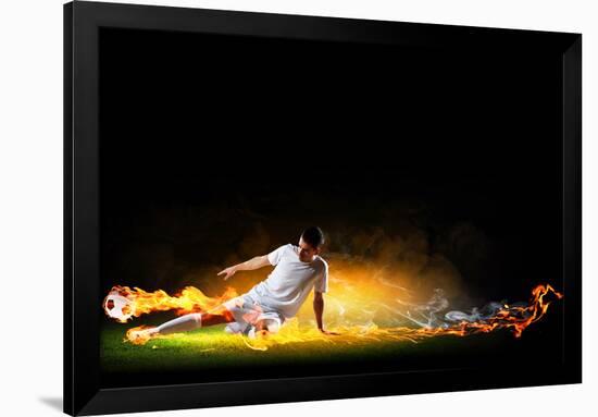 Image of Football Player in White Shirt-Sergey Nivens-Framed Photographic Print