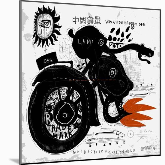 Image of Motorcycle, Which is Made in the Style of Graffiti Translation from Chinese - Chinese Qual-Dmitriip-Mounted Art Print