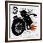 Image of Motorcycle, Which is Made in the Style of Graffiti Translation from Chinese - Chinese Qual-Dmitriip-Framed Art Print