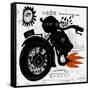 Image of Motorcycle, Which is Made in the Style of Graffiti Translation from Chinese - Chinese Qual-Dmitriip-Framed Stretched Canvas