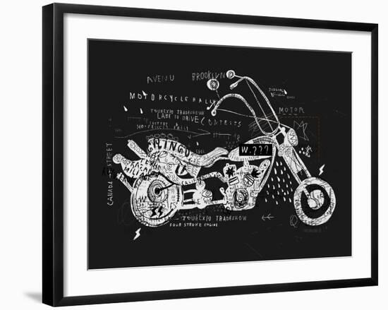 Image of Motorcycle, Which is Made in the Style of Graffiti-Dmitriip-Framed Art Print