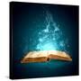 Image of Opened Magic Book with Magic Lights-Sergey Nivens-Stretched Canvas