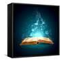 Image of Opened Magic Book with Magic Lights-Sergey Nivens-Framed Stretched Canvas