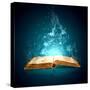 Image of Opened Magic Book with Magic Lights-Sergey Nivens-Stretched Canvas