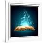 Image of Opened Magic Book with Magic Lights-Sergey Nivens-Framed Photographic Print