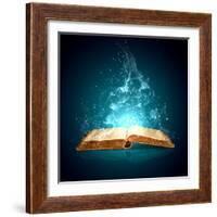 Image of Opened Magic Book with Magic Lights-Sergey Nivens-Framed Photographic Print