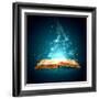 Image of Opened Magic Book with Magic Lights-Sergey Nivens-Framed Photographic Print