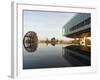 Image of the Clinton Library Building and an Old Bridge Reflected in a Pool-null-Framed Photographic Print