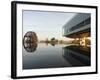 Image of the Clinton Library Building and an Old Bridge Reflected in a Pool-null-Framed Photographic Print
