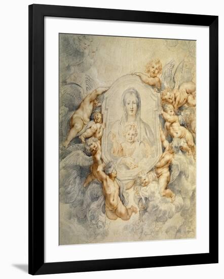 Image of the Virgin Portrayed with Angels-Peter Paul Rubens-Framed Art Print