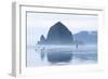 Image Of Young Woman Running On The Beach In Cannon Beach, Oregon-Justin Bailie-Framed Photographic Print