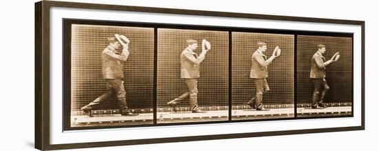 Image Sequence of a Man with a Hat Walking, 'Animal Locomotion' Series, C.1887-Eadweard Muybridge-Framed Giclee Print