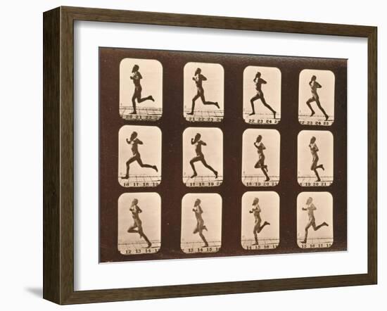 Image Sequence of Athletes. Running, 'Animal Locomotion' Series, C.1881-Eadweard Muybridge-Framed Giclee Print