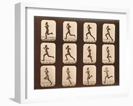 Image Sequence of Athletes. Running, 'Animal Locomotion' Series, C.1881-Eadweard Muybridge-Framed Giclee Print