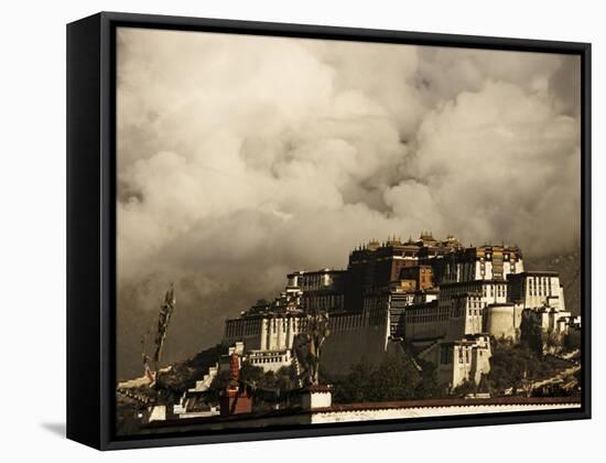 Image Taken in 2006 and Partially Toned, Dramatic Clouds Building Behind the Potala Palace, Tibet-Don Smith-Framed Stretched Canvas