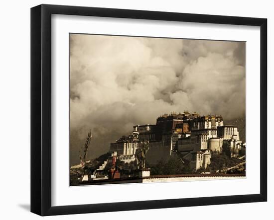 Image Taken in 2006 and Partially Toned, Dramatic Clouds Building Behind the Potala Palace, Tibet-Don Smith-Framed Photographic Print
