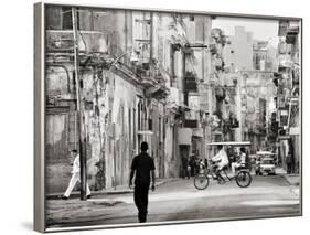 Image Taken with a Holga Medium Format 120 Film Toy Camera of View Along Busy Street, Havana, Cuba-Lee Frost-Framed Photographic Print