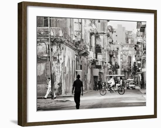 Image Taken with a Holga Medium Format 120 Film Toy Camera of View Along Busy Street, Havana, Cuba-Lee Frost-Framed Photographic Print