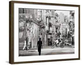 Image Taken with a Holga Medium Format 120 Film Toy Camera of View Along Busy Street, Havana, Cuba-Lee Frost-Framed Photographic Print