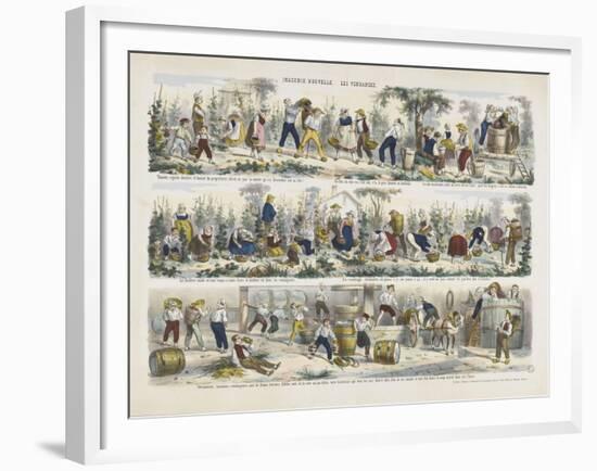 Imagerie nouvelle. Les vendanges-null-Framed Giclee Print