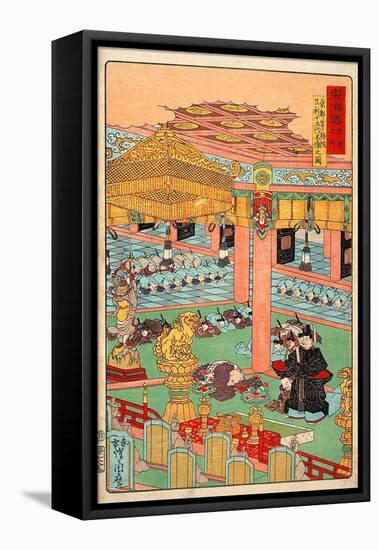 Images of the Fifteen Ashikaga Shoguns at the Toji-In in Kyoto-Kyosai Kawanabe-Framed Stretched Canvas