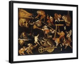 Imaginary Animals and Dwarfs Fighting, Drinking and Carousing-Faustino Bocchi-Framed Giclee Print