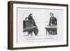 Imaginary Conversation Between Alexander Graham Bell and Elisha Gray Using Their Telephone Devices-P. Fouche-Framed Art Print