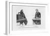 Imaginary Conversation Between Alexander Graham Bell and Elisha Gray Using Their Telephone Devices-P. Fouche-Framed Art Print