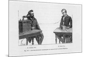 Imaginary Conversation Between Alexander Graham Bell and Elisha Gray Using Their Telephone Devices-P. Fouche-Mounted Art Print