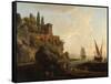 Imaginary Landscape, Italian Harbour Scene, 1746-Claude Joseph Vernet-Framed Stretched Canvas