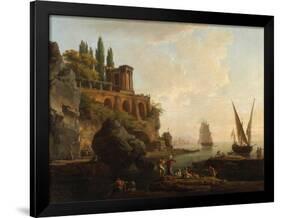 Imaginary Landscape, Italian Harbour Scene, 1746-Claude Joseph Vernet-Framed Giclee Print