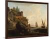 Imaginary Landscape, Italian Harbour Scene, 1746-Claude Joseph Vernet-Framed Giclee Print