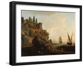 Imaginary Landscape, Italian Harbour Scene, 1746-Claude Joseph Vernet-Framed Giclee Print
