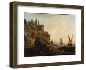 Imaginary Landscape, Italian Harbour Scene, 1746-Claude Joseph Vernet-Framed Giclee Print